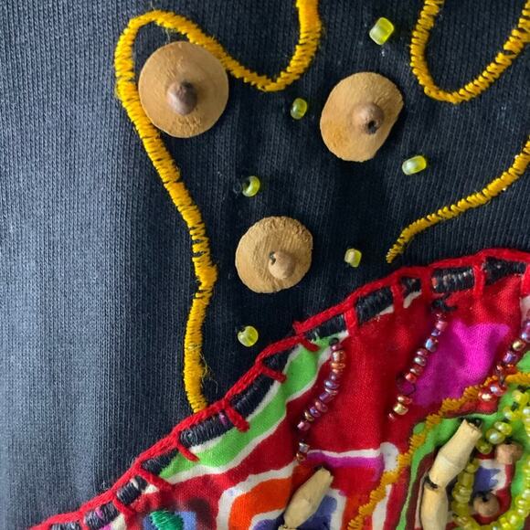 Victoria Jones Shirt Womens S Petite Sea Life Embroidered Fish Coral Beaded Tee - Picture 6 of 9